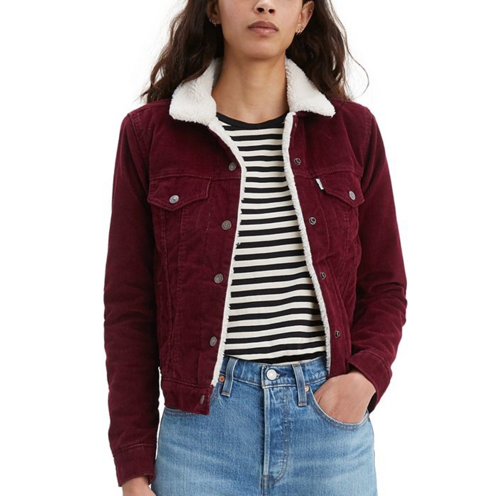 Levi’s Plum Corduroy Sherpa Trucker Jacket